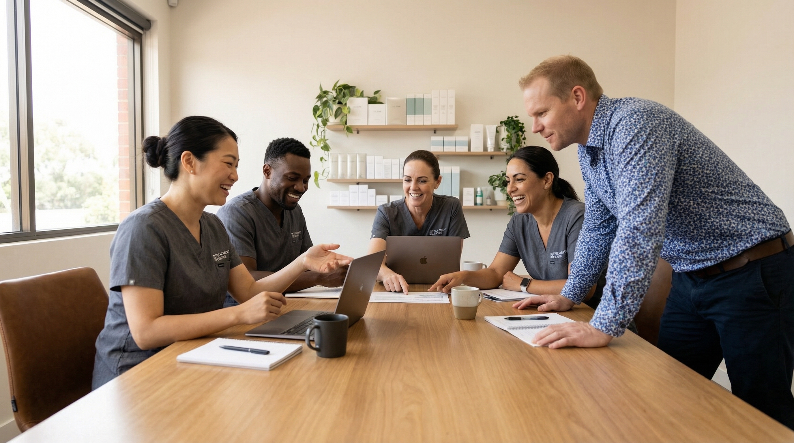 Team working together, human connection, warm tones